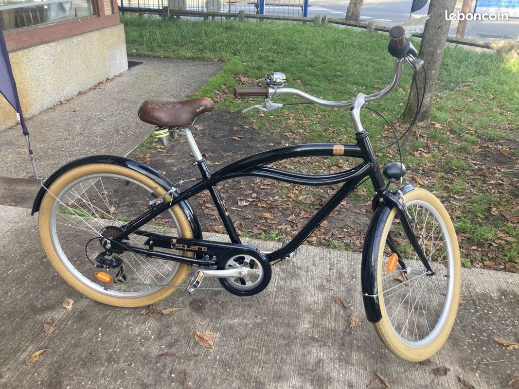 Vélo beachcruiser noir Westside modèle Square